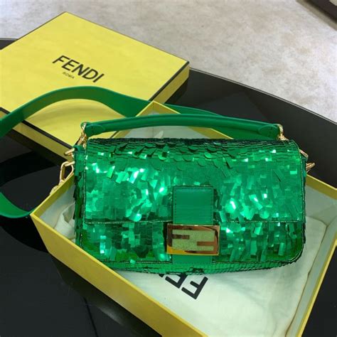 fendi baguette green sequin|sequin paillettes baguette.